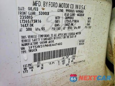 Zdjęcie 12 z 12 samochodu: 2004 FORD F350 SRW SUPER DUTY VIN:1FTSW31P64EA47403 - miniatura