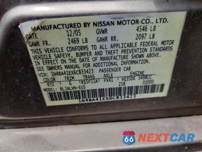 Zdjęcie 12 z 12 samochodu: 2006 NISSAN MAXIMA 3.5 SE VIN:1N4BA41EX6C833423 - miniatura