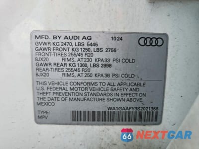 Zdjęcie 13 z 13 samochodu: 2025 AUDI Q5 PREMIUM 45 VIN:WA1GAAFY3S2021358 - miniatura
