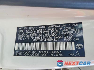 Zdjęcie 12 z 12 samochodu: 2009 TOYOTA YARIS BASE VIN:JTDBT903494049691 - miniatura