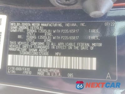 Zdjęcie 14 z 14 samochodu: 2022 TOYOTA SIENNA LE VIN:5TDKRKEC0NS125906 - miniatura