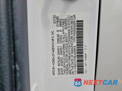 Zdjęcie 12 z 12 samochodu: 2020 HONDA ACCORD SPORT VIN:1HGCV1F39LA056816 - miniatura