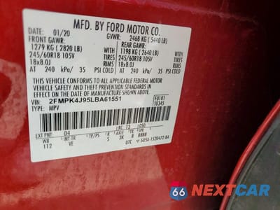 Zdjęcie 13 z 13 samochodu: 2020 FORD EDGE SEL VIN:2FMPK4J95LBA61551 - miniatura