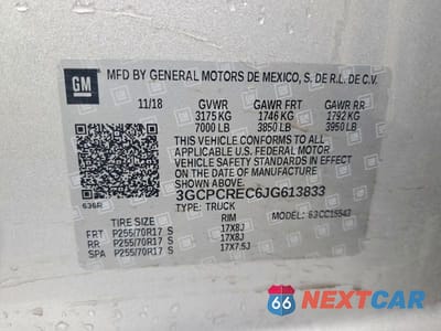Zdjęcie 12 z 12 samochodu: 2018 CHEVROLET SILVERADO C1500 LT VIN:3GCPCREC6JG613833 - miniatura