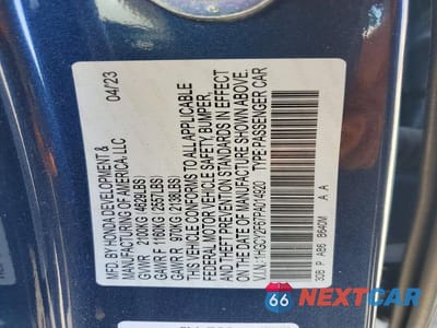 Zdjęcie 12 z 12 samochodu: 2023 HONDA ACCORD HYBRID EXL VIN:1HGCY2F67PA014920 - miniatura