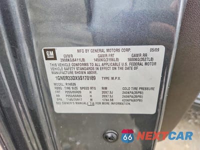 Zdjęcie 12 z 12 samochodu: 2009 CHEVROLET TRAVERSE LTZ VIN:1GNER33DX9S170189 - miniatura