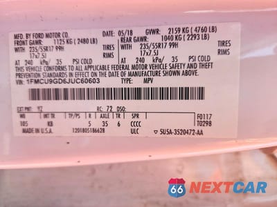 Zdjęcie 13 z 13 samochodu: 2018 FORD ESCAPE SE VIN:1FMCU9GD6JUC60603 - miniatura