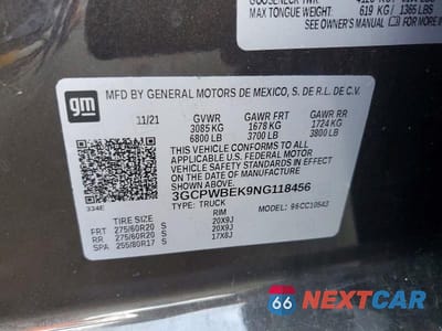 Zdjęcie 12 z 12 samochodu: 2022 CHEVROLET SILVERADO LTD C1500 CUSTOM VIN:3GCPWBEK9NG118456 - miniatura