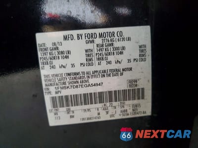 Zdjęcie 13 z 13 samochodu: 2014 FORD EXPLORER XLT VIN:1FM5K7D87EGA54947 - miniatura