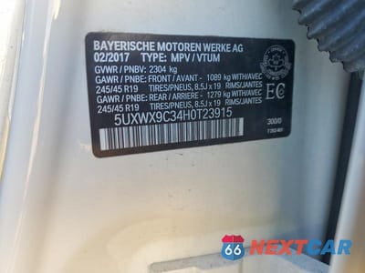 Zdjęcie 13 z 13 samochodu: 2017 BMW X3 XDRIVE28I VIN:5UXWX9C34H0T23915 - miniatura