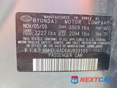 Zdjęcie 12 z 12 samochodu: 2010 HYUNDAI ELANTRA SE VIN:KMHDU4AD6AU933101 - miniatura