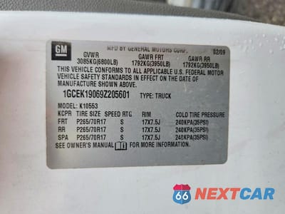 Zdjęcie 12 z 12 samochodu: 2009 CHEVROLET SILVERADO K1500 VIN:1GCEK19069Z205601 - miniatura