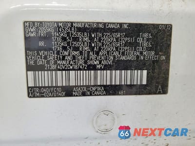 Zdjęcie 13 z 13 samochodu: 2012 TOYOTA RAV4 BASE VIN:2T3BF4DV2CW187472 - miniatura