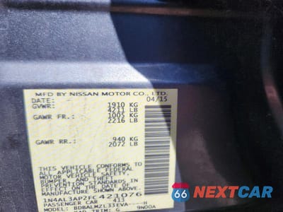 Zdjęcie 12 z 12 samochodu: 2015 NISSAN ALTIMA 2.5 SV VIN:1N4AL3AP2FC421076 - miniatura