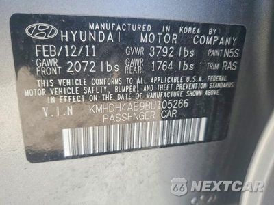 Zdjęcie 12 z 12 samochodu: 2011 HYUNDAI ELANTRA GLS VIN:KMHDH4AE9BU105266 - miniatura