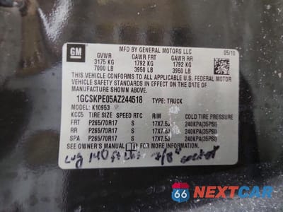 Zdjęcie 12 z 12 samochodu: 2010 CHEVROLET SILVERADO K1500 VIN:1GCSKPE05AZ244518 - miniatura