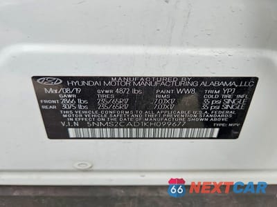 Zdjęcie 14 z 14 samochodu: 2019 HYUNDAI SANTA FE SE VIN:5NMS2CAD1KH099677 - miniatura