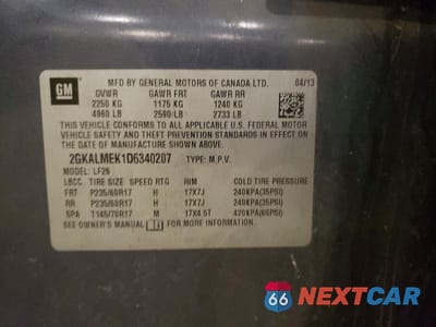 Zdjęcie 13 z 13 samochodu: 2013 GMC TERRAIN SLE VIN:2GKALMEK1D6340207 - miniatura