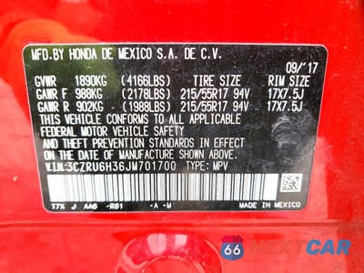 Zdjęcie 12 z 12 samochodu: 2018 HONDA HR-V LX VIN:3CZRU6H36JM701700 - miniatura