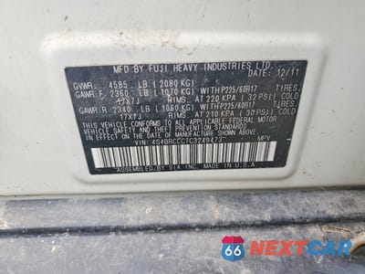 Zdjęcie 13 z 13 samochodu: 2012 SUBARU OUTBACK 2.5I PREMIUM VIN:4S4BRCCC7C3240473 - miniatura