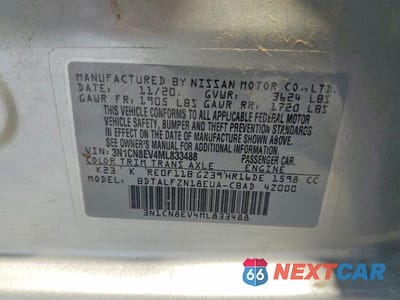 Zdjęcie 12 z 12 samochodu: 2021 NISSAN VERSA SV VIN:3N1CN8EV4ML833488 - miniatura