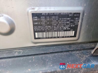 Zdjęcie 12 z 12 samochodu: 2012 SUBARU OUTBACK 2.5I PREMIUM VIN:4S4BRBCC1C3272569 - miniatura