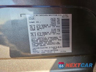 Zdjęcie 13 z 13 samochodu: 2024 NISSAN PATHFINDER S VIN:5N1DR3AA7RC250584 - miniatura