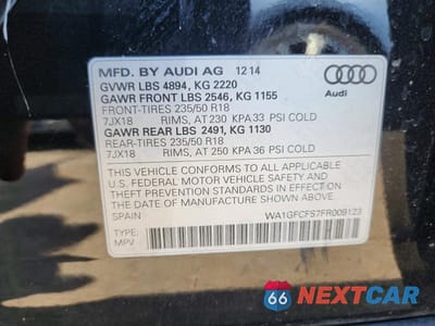 Zdjęcie 12 z 12 samochodu: 2015 AUDI Q3 PRESTIGE VIN:WA1GFCFS7FR009123 - miniatura
