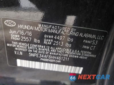 Zdjęcie 12 z 12 samochodu: 2017 HYUNDAI SONATA SPORT VIN:5NPE34AF6HH461211 - miniatura