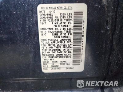 Zdjęcie 13 z 13 samochodu: 2013 NISSAN ROGUE S VIN:JN8AS5MTXDW023129 - miniatura