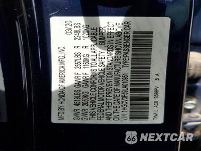 Zdjęcie 12 z 12 samochodu: 2020 HONDA ACCORD HYBRID EXL VIN:1HGCV3F59LA010951 - miniatura