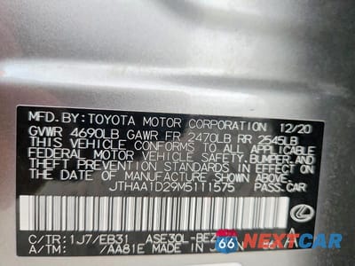 Zdjęcie 13 z 13 samochodu: 2021 LEXUS IS 300 VIN:JTHAA1D29M5111575 - miniatura