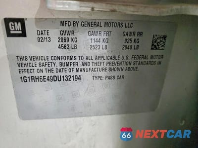 Zdjęcie 13 z 13 samochodu: 2013 CHEV VOLT VIN:1G1RH6E49DU132194 - miniatura