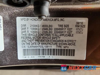 Zdjęcie 14 z 14 samochodu: 2016 HONDA CR-V EXL VIN:5J6RM4H70GL108111 - miniatura