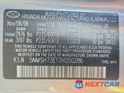 Zdjęcie 13 z 13 samochodu: 2007 HYUNDAI SANTA FE SE VIN:5NMSH73E17H050286 - miniatura