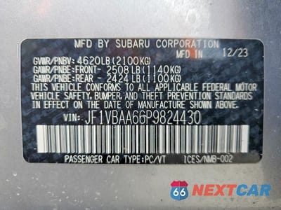 Zdjęcie 12 z 12 samochodu: 2023 SUBARU WRX VIN:JF1VBAA66P9824430 - miniatura