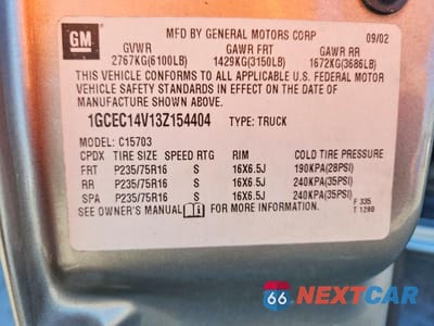 Zdjęcie 13 z 13 samochodu: 2003 CHEVROLET SILVERADO C1500 VIN:1GCEC14V13Z154404 - miniatura