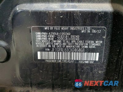 Zdjęcie 12 z 12 samochodu: 2012 SUBARU IMPREZA SPORT PREMIUM VIN:JF1GPAL61CH246468 - miniatura