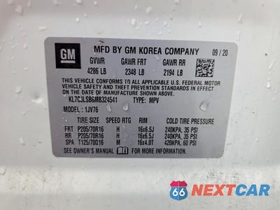Zdjęcie 13 z 13 samochodu: 2021 CHEVROLET TRAX 1LT VIN:KL7CJLSB6MB324541 - miniatura