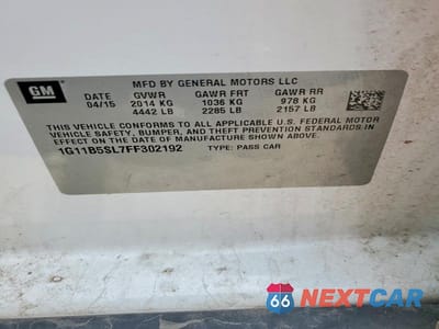 Zdjęcie 12 z 12 samochodu: 2015 CHEVROLET MALIBU LS VIN:1G11B5SL7FF302192 - miniatura