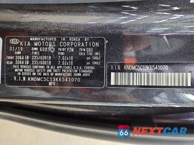 Zdjęcie 13 z 13 samochodu: 2019 KIA SEDONA EX VIN:KNDMC5C13K6541070 - miniatura