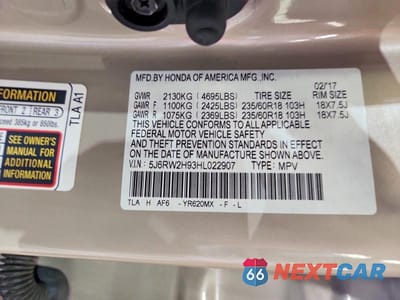 Zdjęcie 13 z 13 samochodu: 2017 HONDA CR-V TOURING VIN:5J6RW2H93HL022907 - miniatura