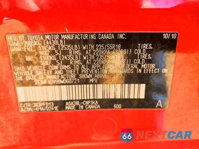Zdjęcie 12 z 12 samochodu: 2011 TOYOTA RAV4 SPORT VIN:2T3WF4DV9BW060721 - miniatura