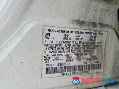 Zdjęcie 13 z 13 samochodu: 2005 NISSAN ALTIMA 2.5 VIN:1N4AL11D95C278667 - miniatura