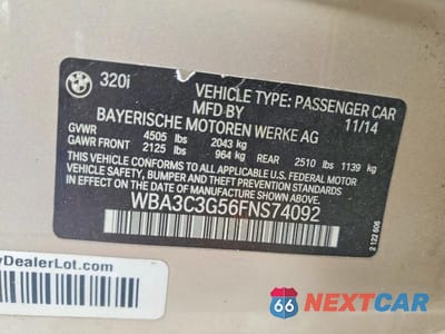 Zdjęcie 12 z 12 samochodu: 2015 BMW 320 I XDRIVE VIN:WBA3C3G56FNS74092 - miniatura