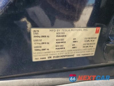 Zdjęcie 12 z 12 samochodu: 2015 TESLA MODEL S 85D VIN:5YJSA1H25FF084442 - miniatura