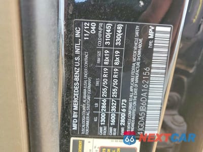 Zdjęcie 13 z 13 samochodu: 2013 MERCEDES-BENZ ML 350 VIN:4JGDA5JB6DA162156 - miniatura