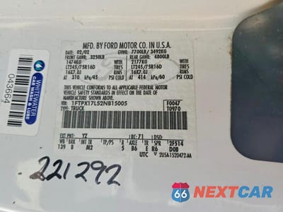 Zdjęcie 12 z 12 samochodu: 2002 FORD F150 VIN:1FTPX17L52NB15005 - miniatura