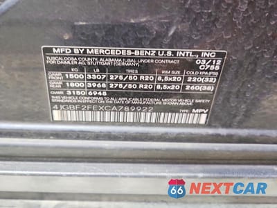 Zdjęcie 13 z 13 samochodu: 2012 MERCEDES-BENZ GL 350 BLUETEC VIN:4JGBF2FEXCA789922 - miniatura