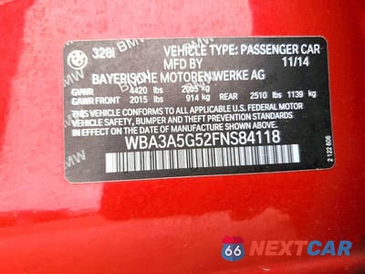 Zdjęcie 12 z 12 samochodu: 2015 BMW 328 I VIN:WBA3A5G52FNS84118 - miniatura